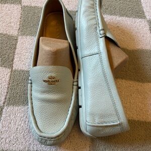 Coach Marley Driver Loafers in a light blue leather with gold tone